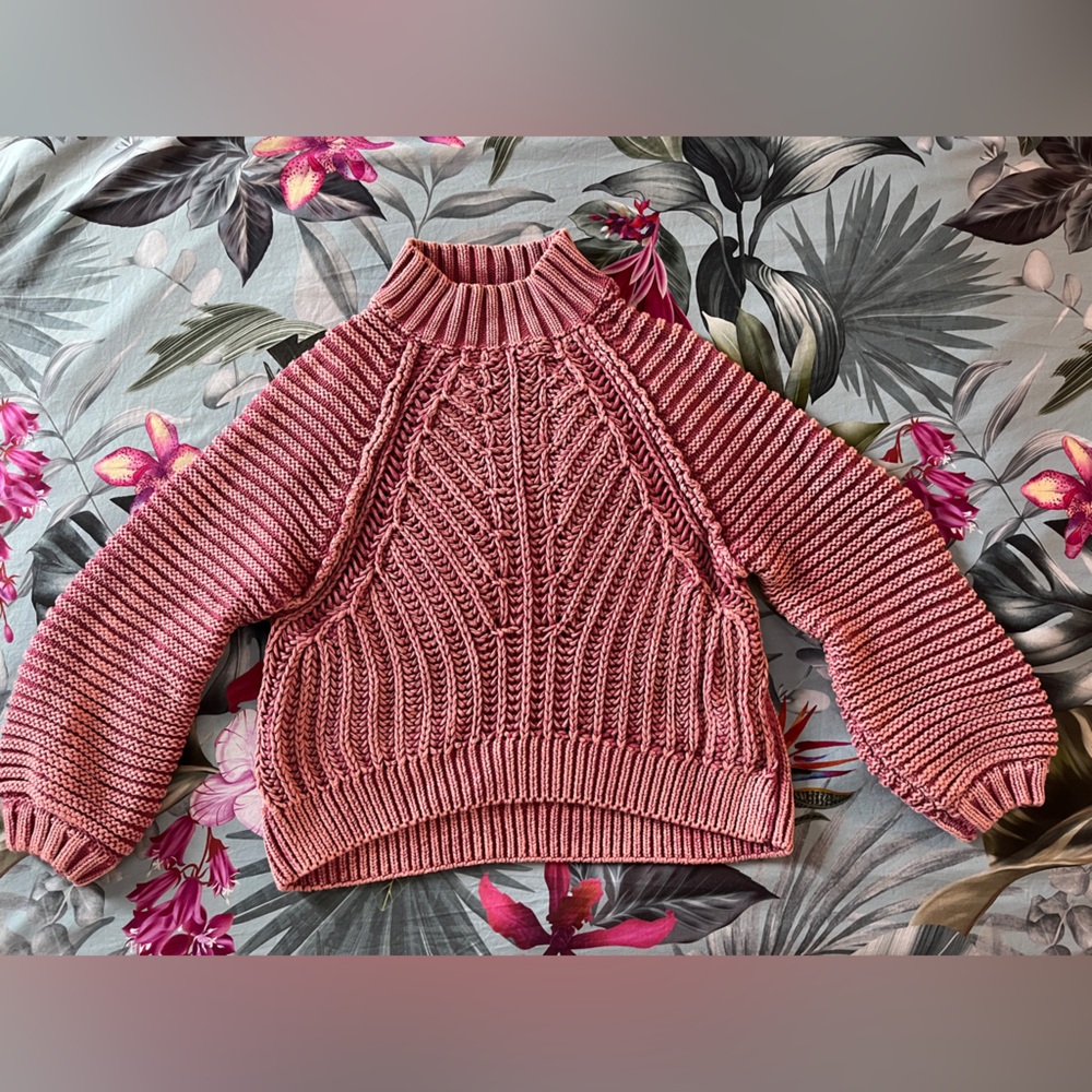 Free People Rose Cable Turtleneck Sweater